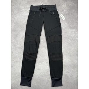 Beloforte Moto‎ Jogger Pants Womens XS Quilted Ribbed Knit Stretch Athleisure
